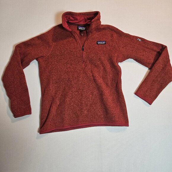 Patagonia Women's Quarter Zip Pullover Red M Sweater Jacket Warm - Picture 1 of 5